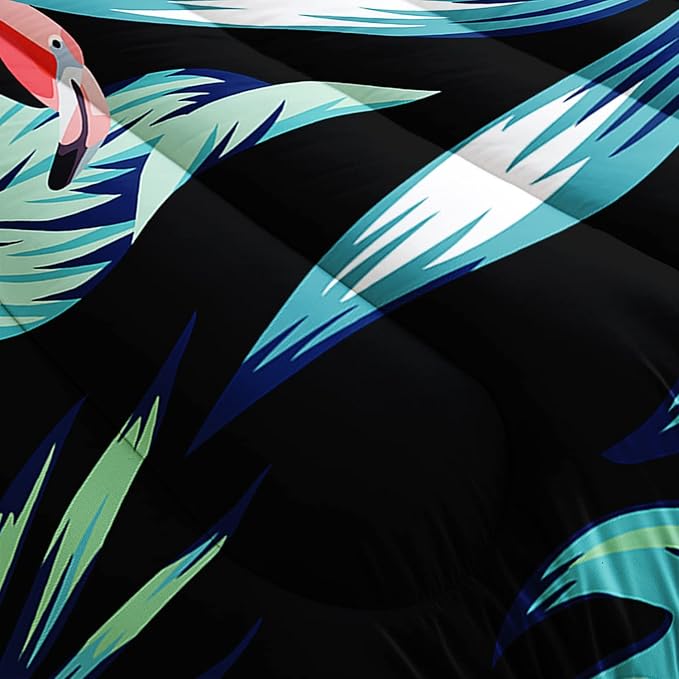 AILONEN Flamingo Comforter Set for Girls Kids, Tropical Flamingo Pattern Bedding Set Queen Size,Superior Quilt Ultra Soft,3 Piece 1 Comforter and 2 Pillowcases,Microfiber Fabric