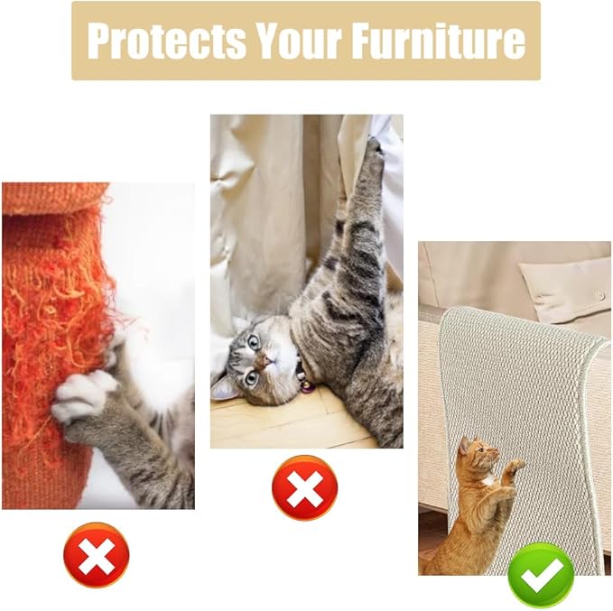 70.9"x 15.7" Thickened Extra Large Cat Wall Climbing Carpet, Cat Climbing Wall Scratcher, Cat Carpet, Couch Sofa Protector-Natural