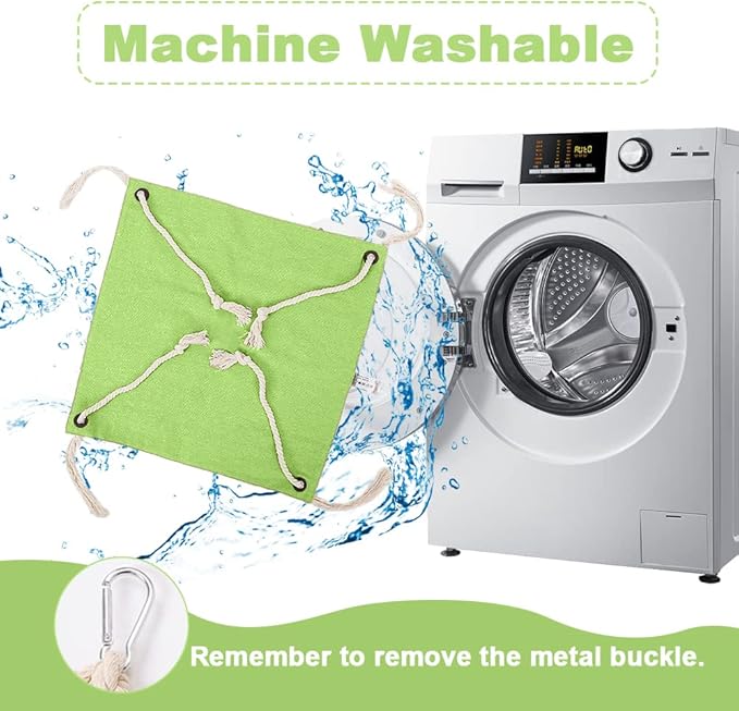 Cat Hammock, Breathable Pet Cage Hammock, Cat Hanging Bed with Metal Carabiners and Tassels, Cat Hanging Hammock for Cage, Hammocks for Kittens, Rabbits, Small Dogs (Green)