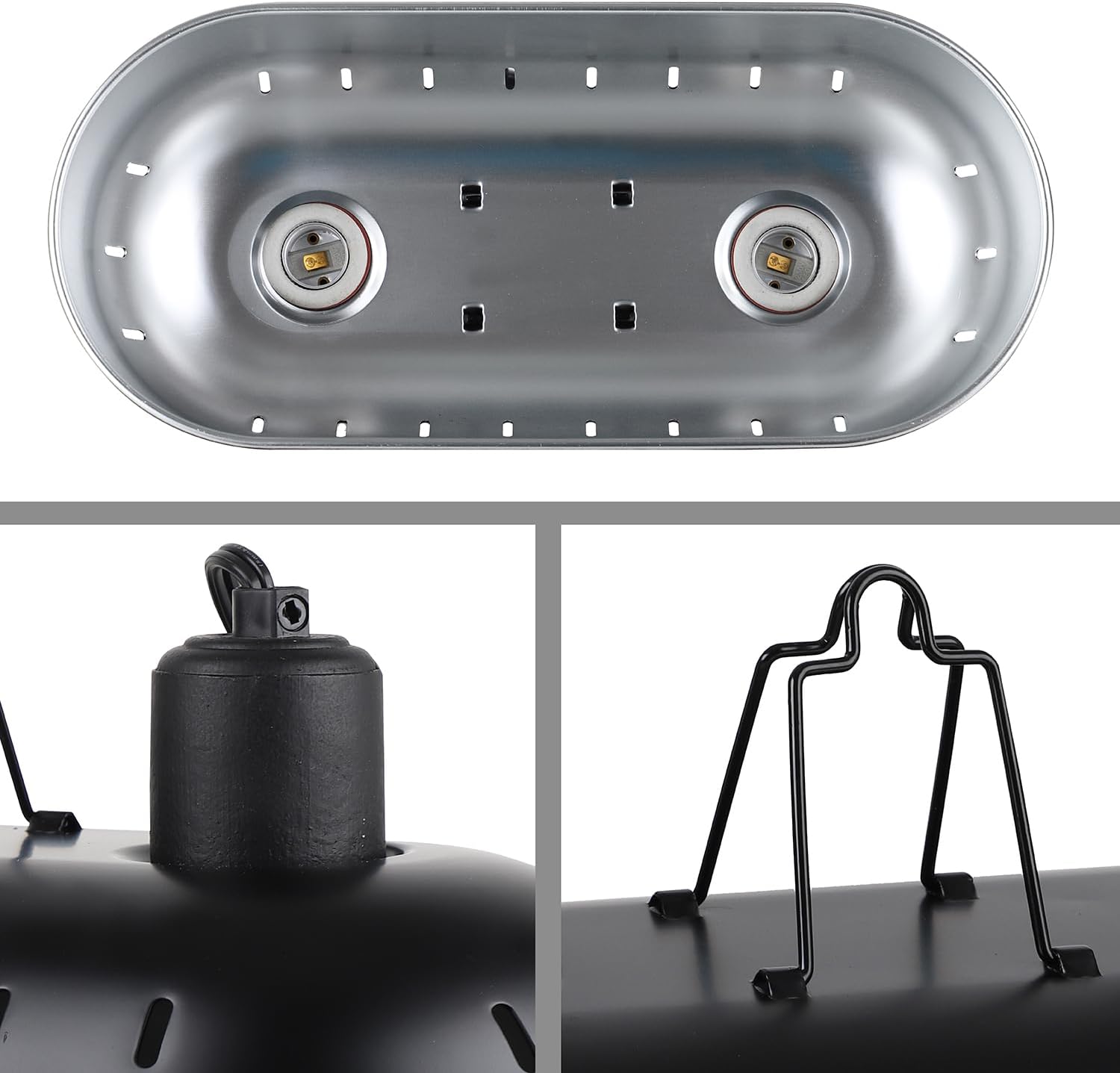 15inch Dual Reptile Light Fixture, Max 150W Dual Reptile Heat Lamp Fixture with 100W Basking Spot Lamp Bulb and 26W UVB Heat Bulb for Bearded Dragon Terrarium and Tortoise Habitat