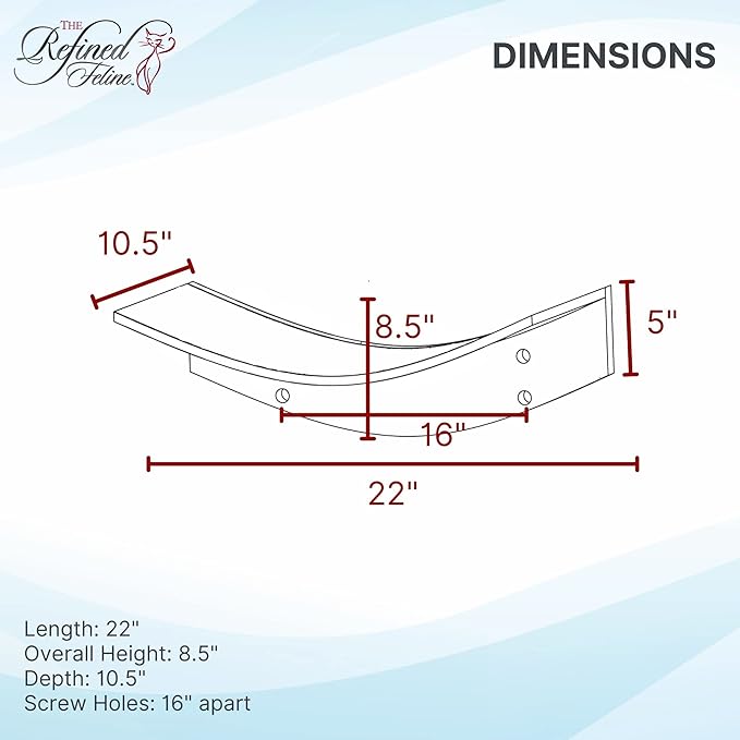 THE REFINED FELINE 22 Inch Lotus Leaf Cat Shelf in Mahogany Brown with Replaceable Carpet, Playing, Climbing, & Lounging Cat Shelves and Perches for Wall, Cat Hammock Bed Furniture for Large Cats