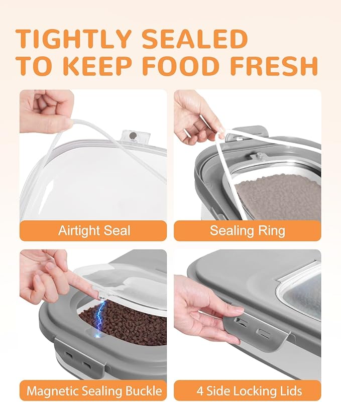 20-23 Lbs Dog Food Storage Container - Collapsible Dog Food Container with Attachable Casters and Scoop,Travel Silicone Bowl, Pet Food Storage Containers to Keep Dry Food Fresh,Easy to Move