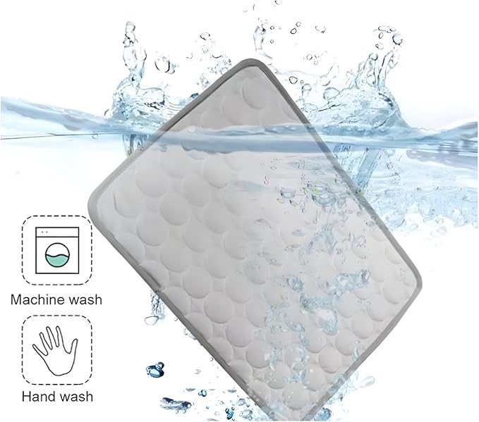 Pet Cooling Mat Cooling Fiber - Washable Non-Toxic Pet Indoor Outdoor Bed, Foldable Pee Pads for Dogs Settle Mat Cooling Dog Blanket Cat Cooling Pad (Grey, Medium)