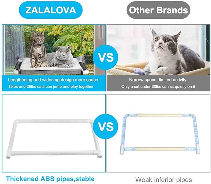 ZALALOVA Cat Perch, Cat Window Seat Large Sturdy Cat Bed Fleece Blanket 2024 Latest Screw Suction Cups Cat Resting with Blanket(Brown)