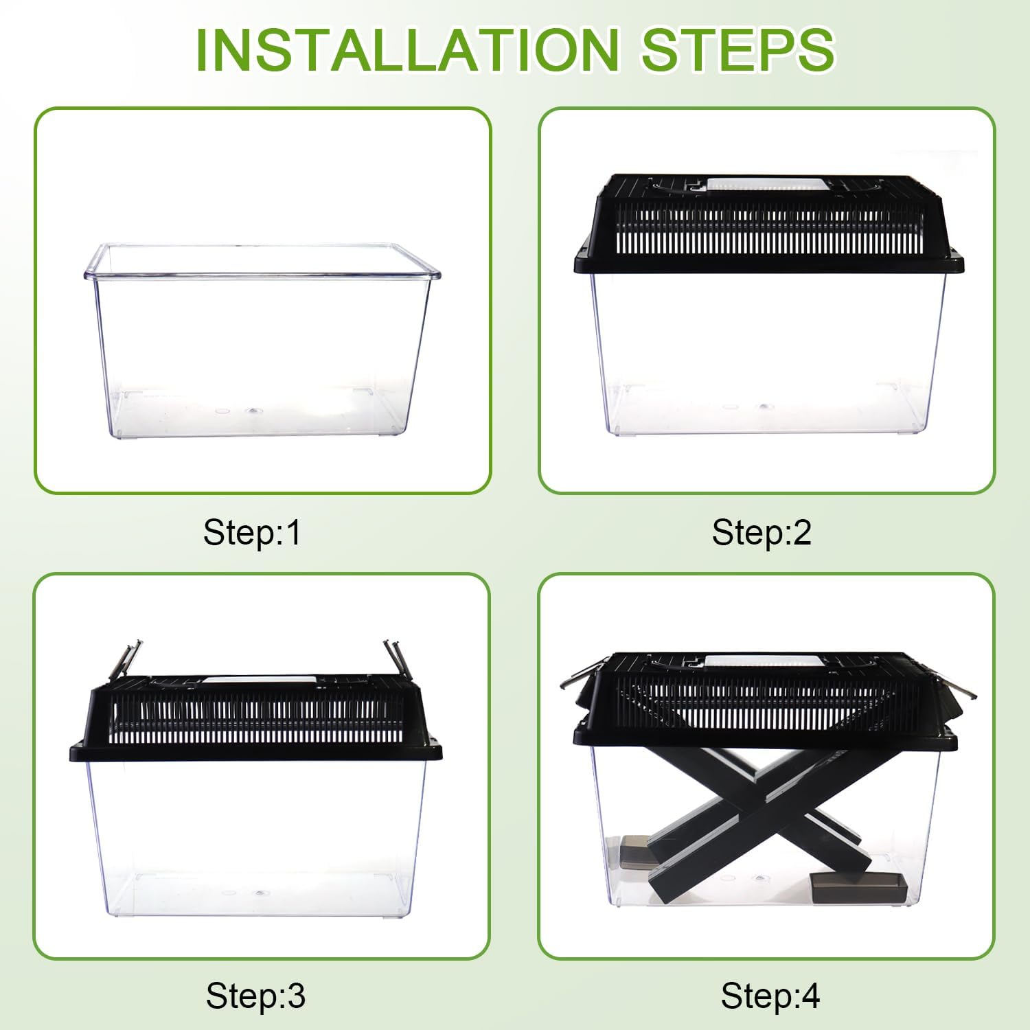 2-Pack Critter Keeper, Large and Middle Sizes, Equipped with Food Tweezers and Brushes, Cricket Pen with Dispenser Tubes, Insect Keepers for Reptiles Bearded Dragon Gecko Lizards