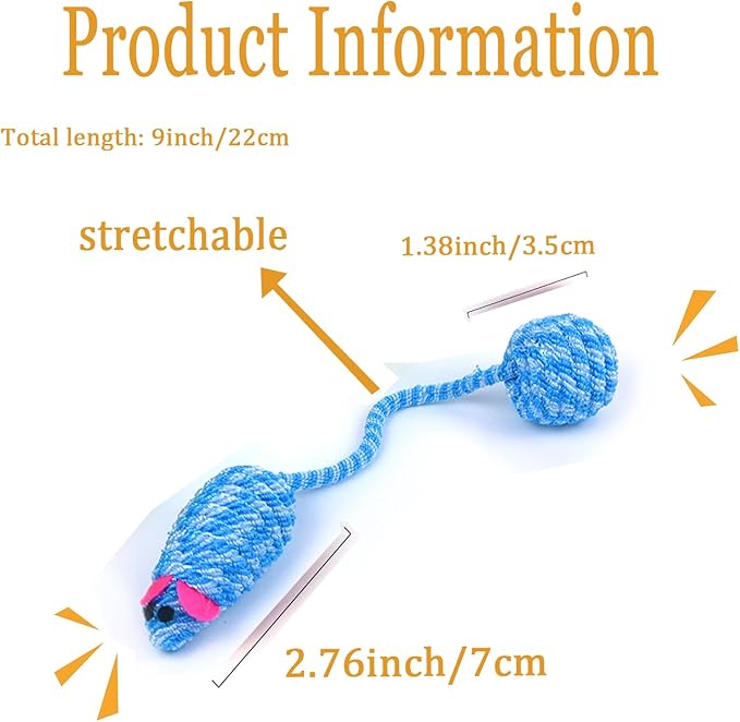 3Pcs Cat Mouse Toy Sounding Mouse and Cat Toy Mice Shape Kitten Toys for Indoor Cats Kittens Cat Chew Toy Interactive Squeaky Mouse Cat Ball Toy Pack