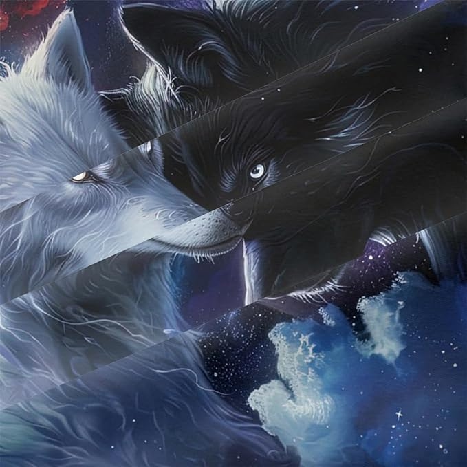 Animal Print Comforter Set Twin Wolf Bedding Set Wild Animals Bedding Black White Wolves Couple Comforter Soft Down Comforter with 1 Pillowcase