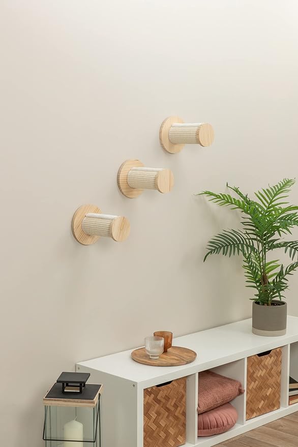 TRIXIE Wall Set 3, Indoor Wall Mounted Cat Climbing System, 3 Sisal Climbing Steps, Jumping Platform, Perches, Natural