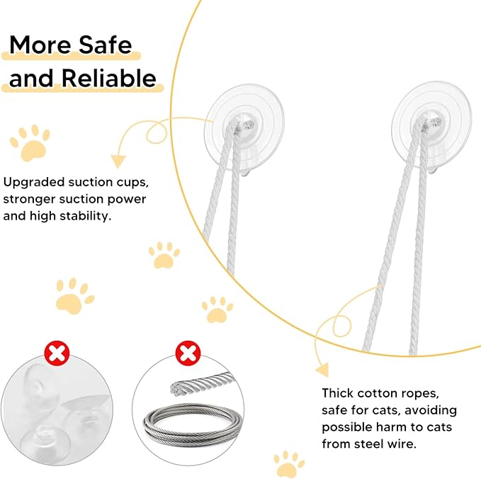 Cat Window Perch, Cat Hammock Window Seat with Cushion Bed Cover - Solid Wood Seat & Strong Suction Cups - Hanging Cat Window Bed Cat Shelf for Small Medium Indoor Cats