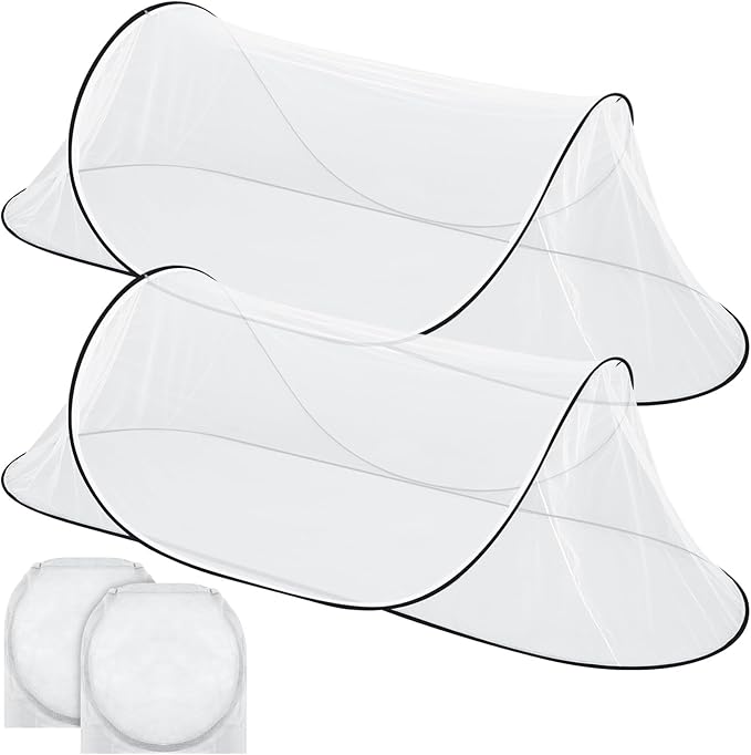 2 Pcs Large Pop up Mosquito Tent Portable Foldable Mosquito Bug Net for Bed Camping Travel Patio Outdoor 78 * 31 * 22 Inch Bug Netting Mesh Tent Canopy for Adults Baby Bedroom