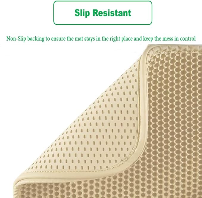 1 Pack Cat Litter Mat, 30''X 24'' Litter Box Mat, Double Layer Waterproof Urine Proof Trapping Mat (Brown)