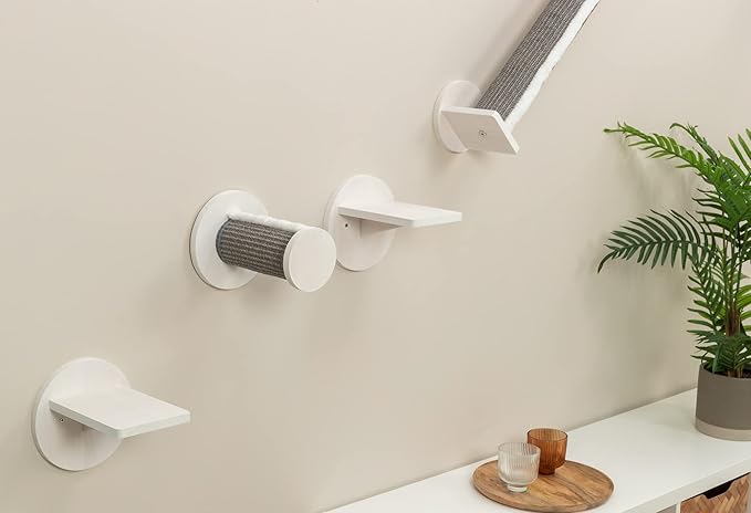 TRIXIE Wall Set 6, Indoor Corner Cat Scratching Post, Climbing Platforms, Removable Cushion, Corner Cat Ledges, Gray/White