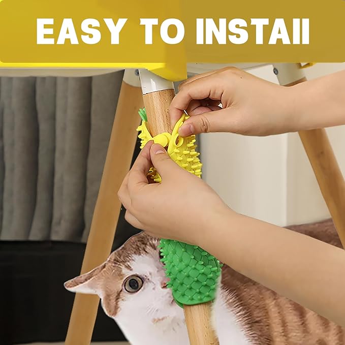 2Pcs Pineapple Cat Self Groomer and Corner Brush, Reduce Shedding, Scratching and Itchiness, Pet Tickling Artifact with Silicone Bristles, Easy Installation for Cat Dog Pet Self Cleaning Cat Brush Toy