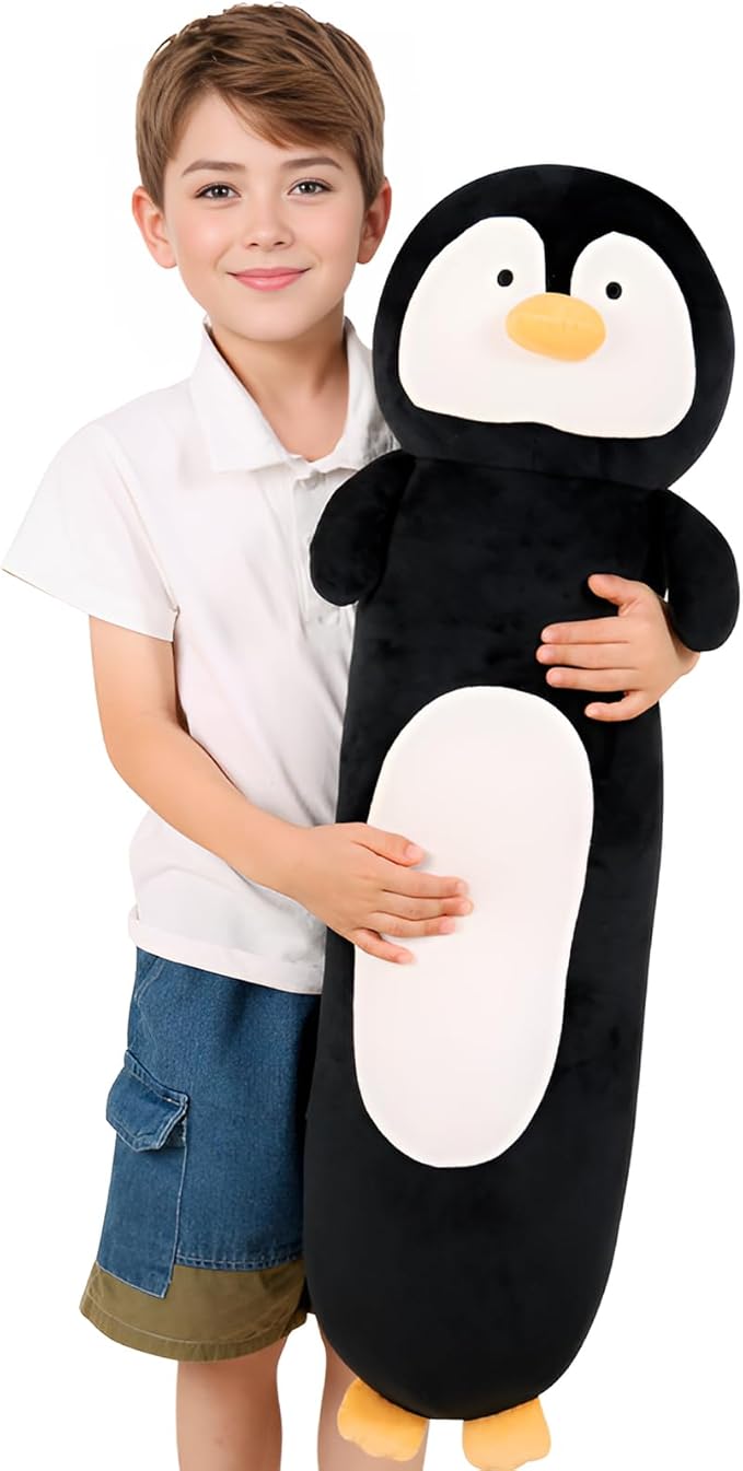36” Long Penguins Plush Body Pillow, Cute Giant Black Penguin Stuffed Animals, Big Penguins Squishy Soft Plushies Toy, Gifts for Kids Girls and Boys, Birthdays Easter