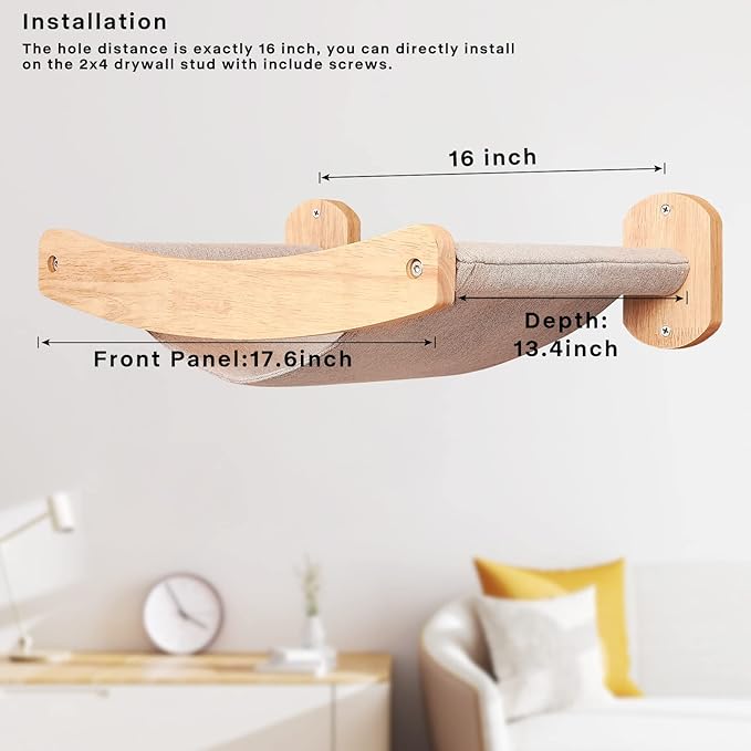 Cat Hammocks Shelf for Wall - Indoor Modern Cat Wall Furniture & Beds, Large Cat Floating Shelves and Perches for Wall, Sturdy Soft Cat Wall Bed for Climbing, Playing, Sleeping, Lounging