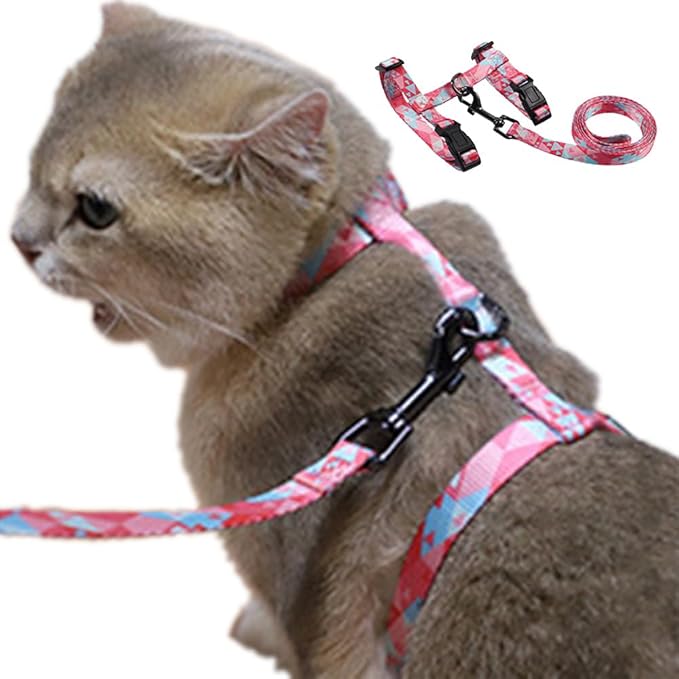 Cat Harness Escape Proof Cat Harness and Leash Set for Walking Soft Adjustable Kitten Harness for Small Large Cats (Multicolor5)