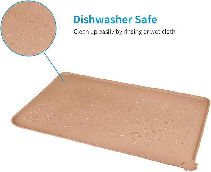 AUDWUD Silicone Waterproof Pet Feeding Mats,Anti Slip Bowl Pad,Dog Mat for Food and Water