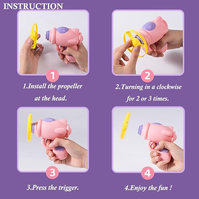 10 Pieces Cat Fetch Toy, Flying Cat Toy with Colorful Flying Propellers Set, Cat Puzzle Toy for Indoor Cat Playing Tracking Interactive Toys for Kitten Chasing Training Hunting (Pink and Purple)