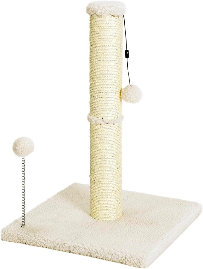 Cat Craft Scratching Post, Cat Scratch Post 20" Kitten Scratcher Sisal Scratch Posts with Hanging Balls, Beige