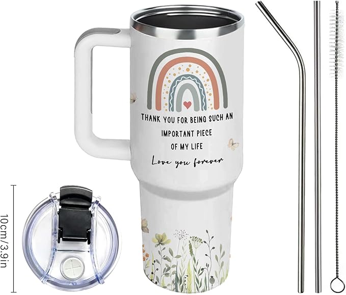 40oz Aunt Tumbler with Lid and Straw, Auntie Cups Travel Mug Butterfly Gifts, Aunt Gifts from Niece Nephew, Auntie Birthday Gift Drinking Coffee Cup