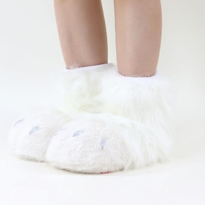 Animal Fuzzy Slippers Bear Cat Wolf Dog Fox Fursuit Feet Paw Claw Shoes Furry Boots Costume Accessories for Adult Kids