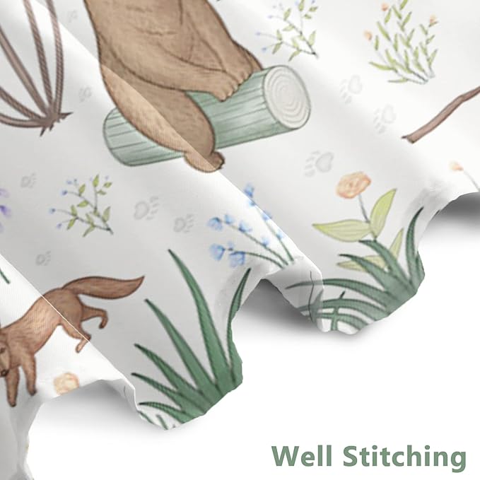 AWERT Cute Shower Curtain with Hooks Green Forest Shower Curtain with Wild Animals Bear Moose Deer Fox Deor Bathroom 72x78 inch