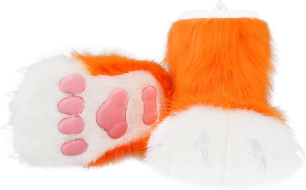 Animal Fuzzy Slippers Bear Cat Wolf Dog Fox Fursuit Feet Paw Claw Shoes Furry Boots Costume Accessories for Adult Kids