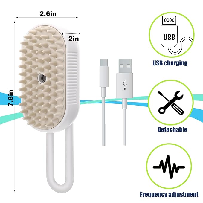 3-in-1 Portable Grooming Brush for Long or Short-Haired Cats - Self-Cleaning and Steamy Design