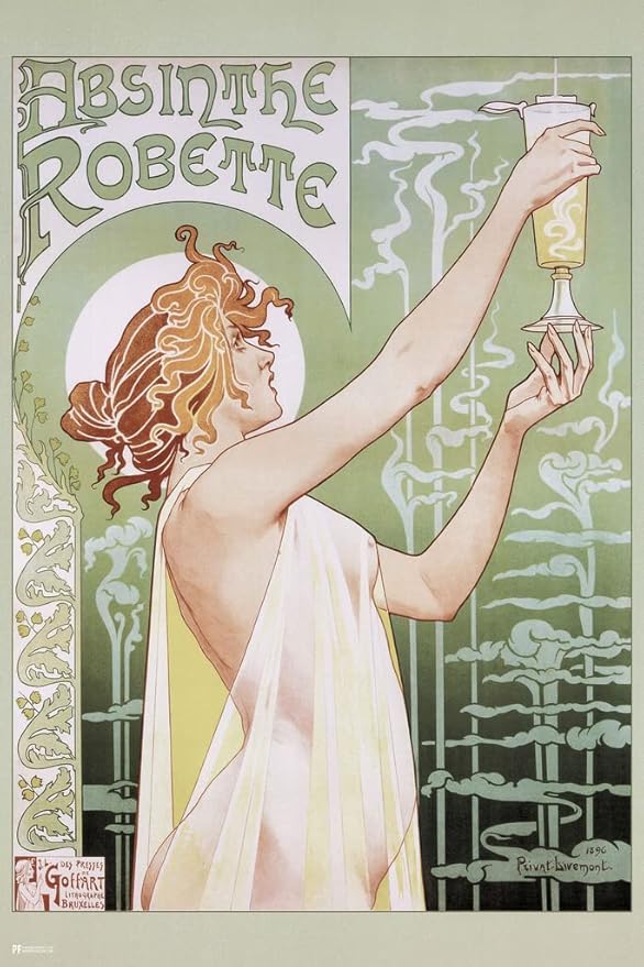 Absinthe Robette 1898 by Georges Henri Privat Livemont Art Nouveau Vintage Advertisement Ad French France Liquor Drinking Spirit Bar Whiskey Cocktail Decoration Cool Wall Art Print Poster 12x18