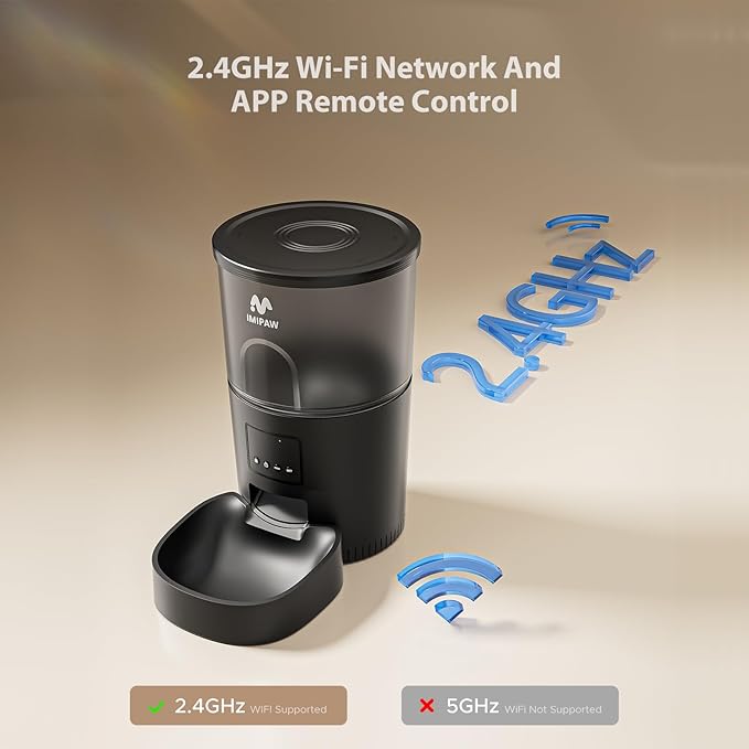 Automatic Cat Food Dispenser, WiFi Cat Feeder with APP Remote Control for Dry Pet Food, Programmable Timer, Dual Power Supply, Slow Feeder for Cats & Small Dogs