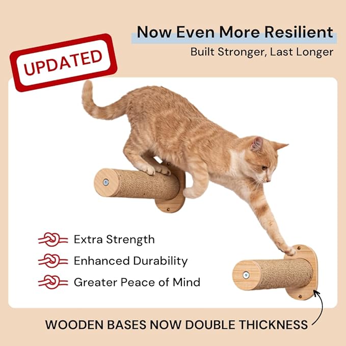 7 Ruby Road Salto 14” Cat Wall Steps – Modern Cat Wall Furniture for Large Cats – 2 Pack of Cat Wall Shelves – Cat Stairs for Wall Mounted with Jute Scratching - Cat Climbing Wall Cat Steps for Wall