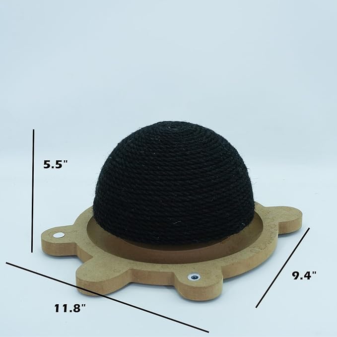 2 in 1 Cat Scratch Post - Wooden Base, Mushroom Sisal Post, Cats Interactive Track Ball Toy - Cat Scratcher Toys for Indoor Fun