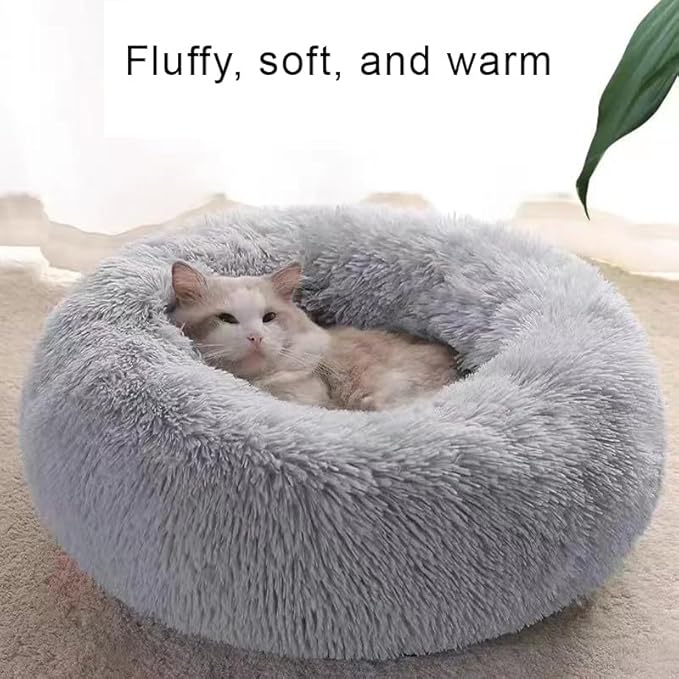 Cat Beds for Indoor Cats,24 Inch Dog Bed for Small Melium Large Dogs, Washable-Round Pet Bed for Puppy and Kitten with Slip-Resistant Bottom