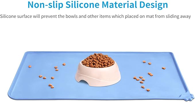 AUDWUD Silicone Waterproof Pet Feeding Mats,Anti Slip Bowl Pad, Dog Mat for Food and Water