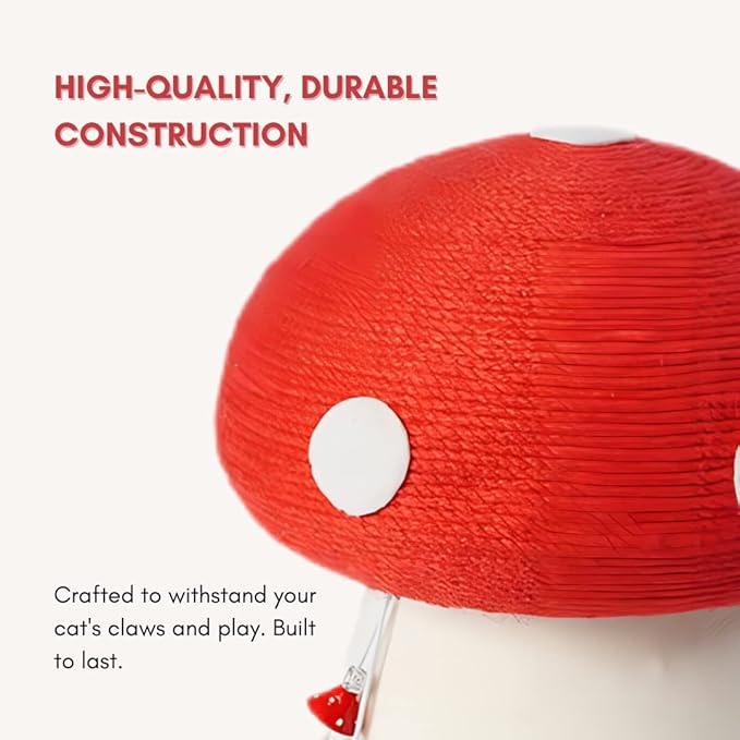 Mushroom Cat Scratching Post - Unique Design, Sisal-Wrapped, Ideal for Medium and Small Cats, No Assembly Required