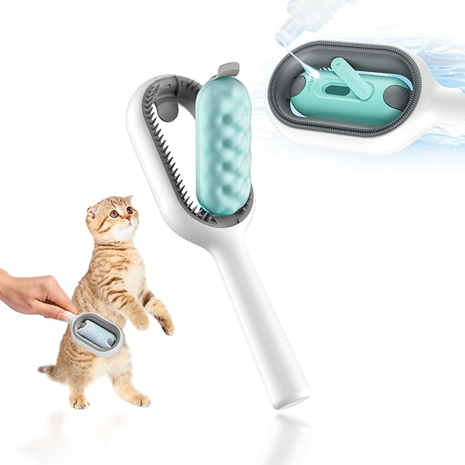 4 in 1 Universal Cat Hair Brush, Tank Version, Indoor Kitten Grooming Massager with Shedding, Pet Fur Remover for Furniture, Self-Cleaning Groomer Comb for Cleaning