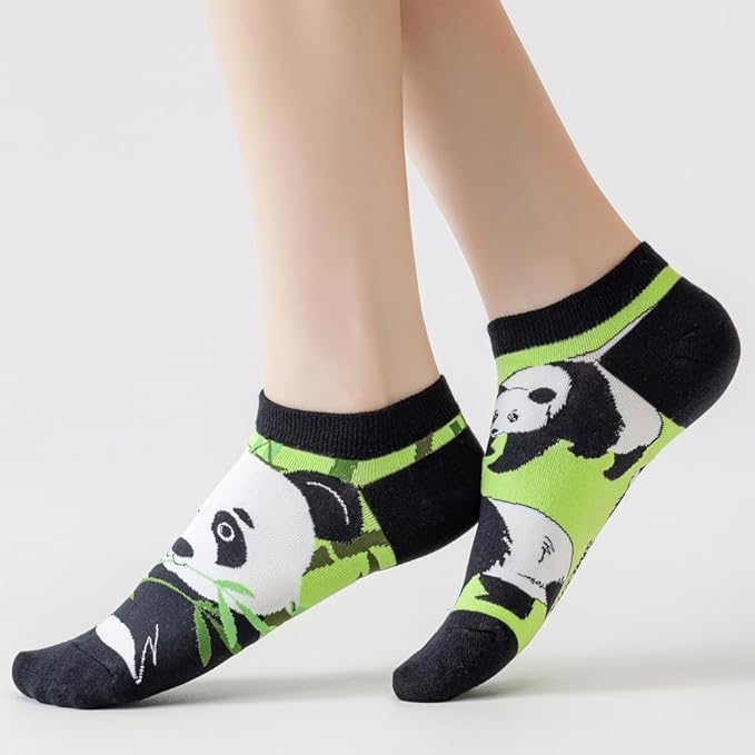 2 Pairs Funny Cartoon Animal Print Cotton Ankle Socks for Women Teens
