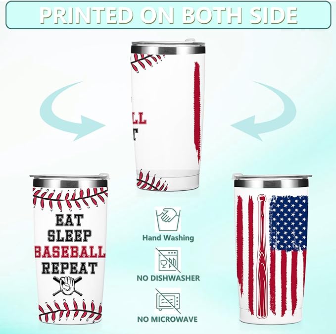 Baseball Accessories 20 oz Tumbler Insulated Tumblers, Christmas Birthday Gifts, Stainless Steel Tumbler Travel Cup, Coffee Cups for Cold Hot Drinks Baseball Lover Gifts for Women Men Mom