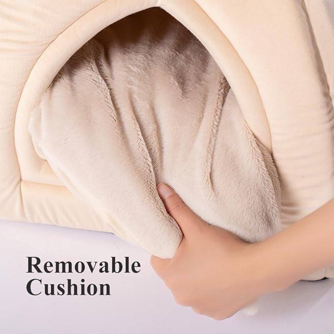 KASENTEX Cozy Small Pet Bed - Ultra Soft Plush Cushion for Cats and Small Animals, Washable Sleeping Pad, Perfect for Indoor Pets, 11 Inches, Beige