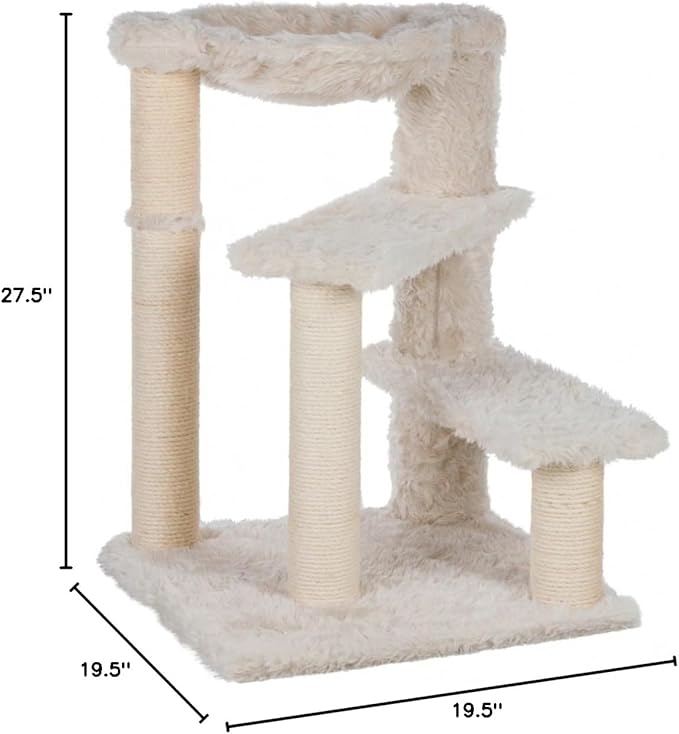 TRIXIE Baza Senior Cat Tree with Hammock and Steps | Scratching Posts | Cat Playground | Cream, Medium, (44544)