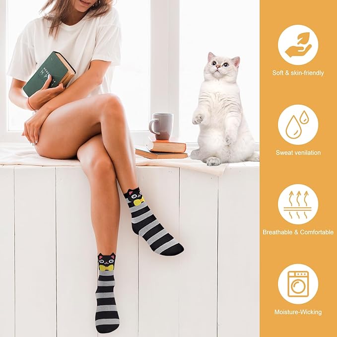 AGRIMONY Women's Cat Socks Cute Animal Socks Dog Valentines Easter Fun Gifts for Women