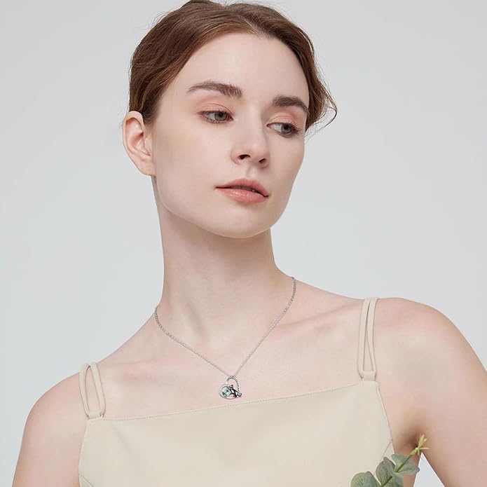 Animal Necklace 925 Sterling Silver Cat/Dog/Fox/Axolotl/Highland Cow Pendant Necklace Cute Animal Jewelry Graduation Gifts for Women