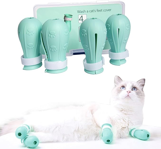 Adjustable Silicone Cat Scratch Proof Boots for Bathing and Grooming
