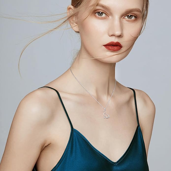 Animal Necklace for Women Girls 925 Sterling Silver Cat/Dog/Monkey/Sloth Pendant Necklace Cute Animal Jewelry Gift for Women Girls