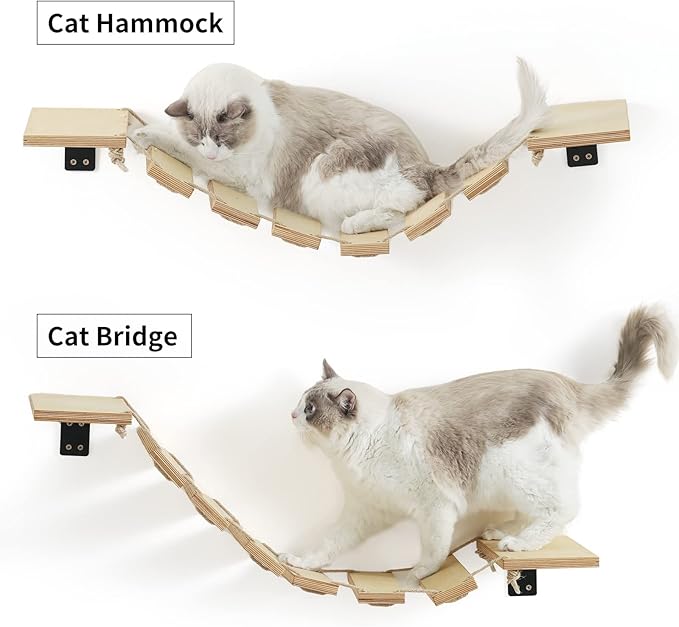 FUKUMARU Cat Bridge Wall Mounted, 12.8 in Wider Cat Shelf and Cat Climbing Step for DIY Cat Highway and Cat Wall, for Most Kitten, Medium and Large Cats