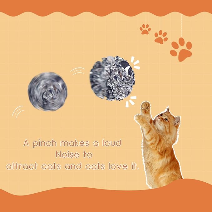 Andiker Cat Crinkle Balls, 2.36 Inches 6 Colors 12pcs Cat Balls Chew and Chase Cat Mylar Crinkle Balls Lightweight Cat Toys for Indoor Cats to Keep Fit and Active for Cat and Kitten(12pcs)