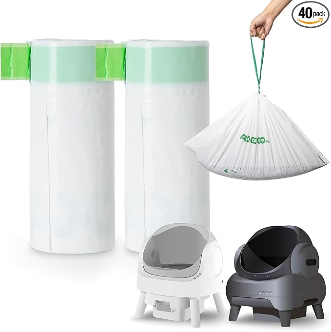 40 Pack Litter Bags, Compatible with Neakasa M1 and PetPivot Open-Top Self-Cleaning Cat Litter Box, Replaced Waste Bags, Automatic Litter Box Liner with Drawstring, 27" x 13"