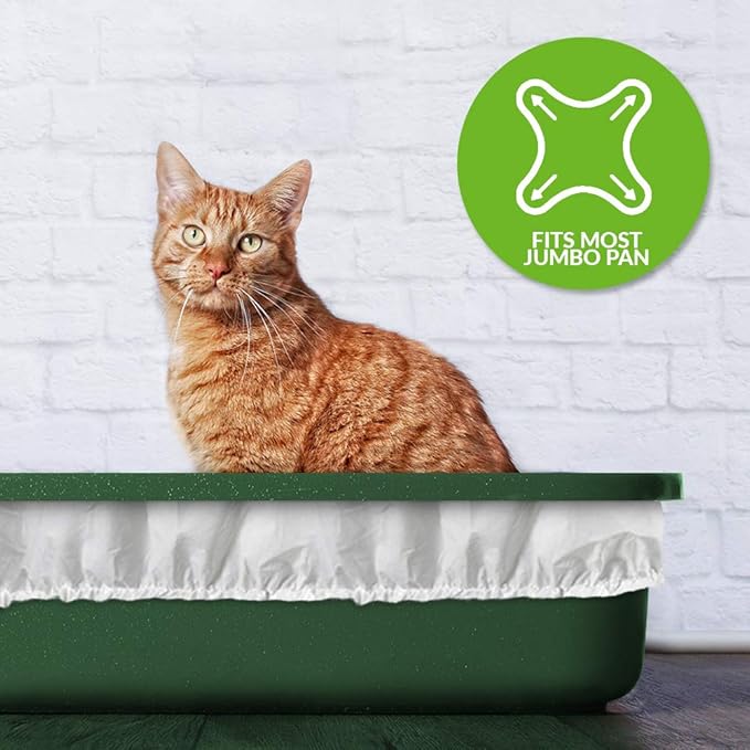 Alfapet Kitty Cat Pan Disposable, Elastic Liners bags 15-Pack + 3 Solid Transfer Liner -For Large, X-Large, Giant, Extra-Giant Size Litter Boxes- With Easy Fit Sta-Put Technology (15 Count)