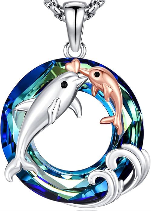 Black Cat/Dolphin/Bat Necklace Animal Pendant 925 Sterling Silver Cute Animal Jewelry Graduation Gifts for Women Men Animal Lovers Christmas Holiday Birthday Fathers Day