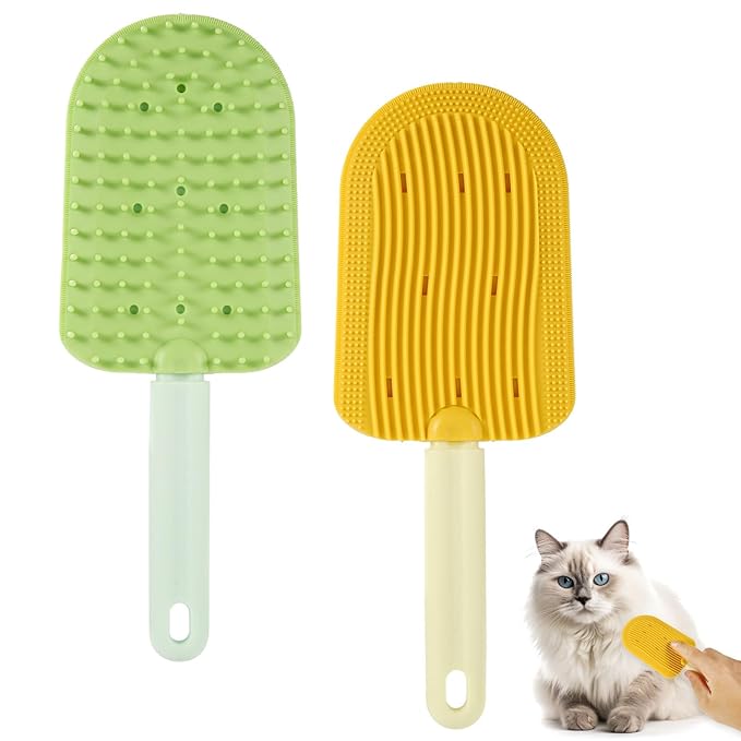 2 Pcs Cat Tongue Combs, Cat Hair Brush Cat Tongue Licking Hair Comb Cat Double Sided Brush Pet Massage Comb for Indoor Long Haired Kitten Fur Grooming & Shedding Easily Removes Fur Reducing Hairballs